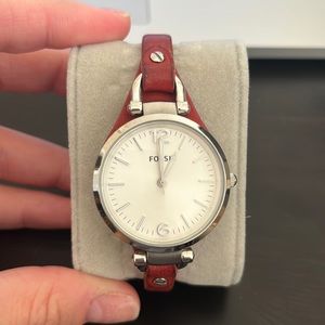 Fossil Watch with Red Band